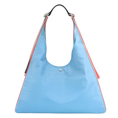 LONGCHAMP RE-PLAY系列撞色尼龍肩揹袋(特大/雷霆藍x松石綠)