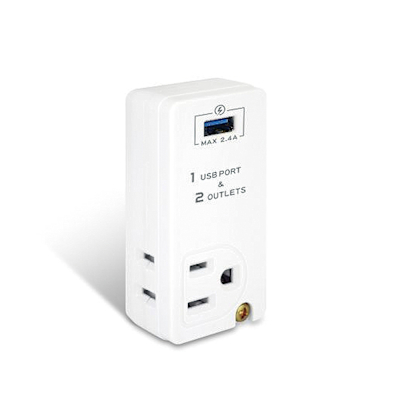 【聖岡科技Dr.AV】TNT-62U 1USB+2插 壁插 分接插座 2.4A(快充 3轉2 新安規)