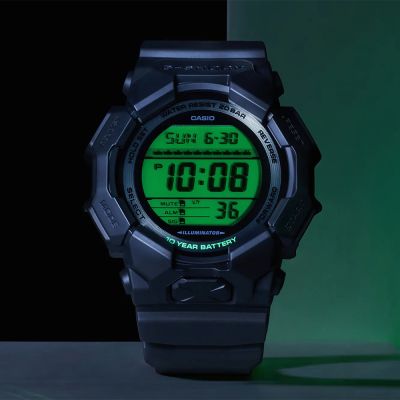 CASIO 卡西歐 G-SHOCK 經典黑與電光綠 10年電力大螢幕電子錶 學生錶 開學換新季 送禮推薦 GD-010BEG-1