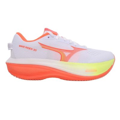 MIZUNO WAVE RIDER 30 SW女緩震慢跑鞋-4E寬楦-美津濃 J1GW262171 白螢光橘黃