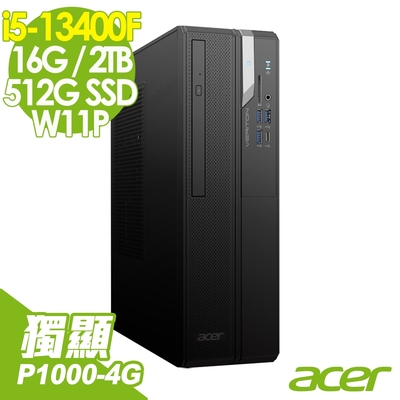Acer 宏碁 VX6715G 薄型商用電腦 (i5-13400F/16G/2TB+512G SSD/P1000-4G/W11P)