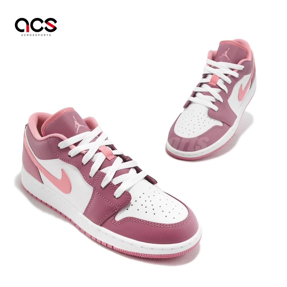 Nike 休閒鞋Air Jordan 1 Low GS 女鞋大童鞋粉白Desert Berry 553560