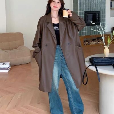 【梨卡】復古皮衣 休閒風衣 氣質風衣