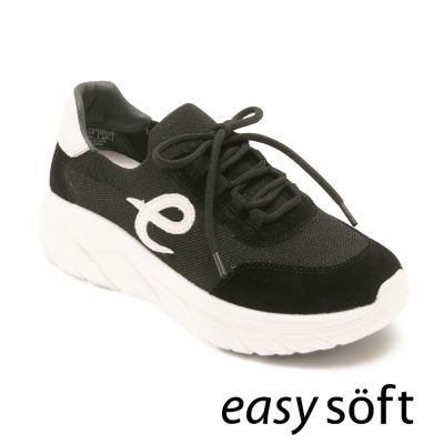Easy Spirit-KADIN 彈性網布厚底休閒鞋-黑色