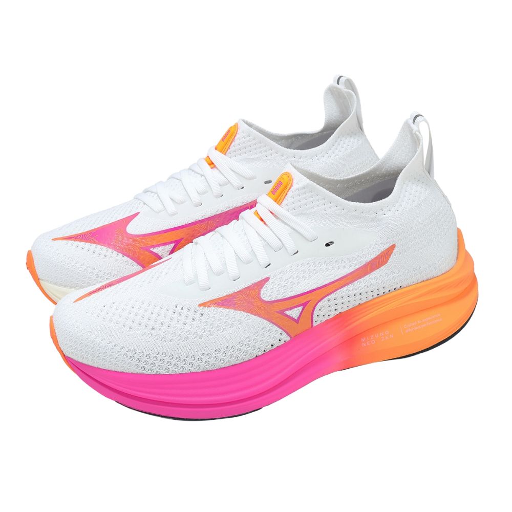 Mizuno 慢跑鞋Neo ZEN 男鞋橘粉紅花火系列緩衝路跑運動鞋美津濃