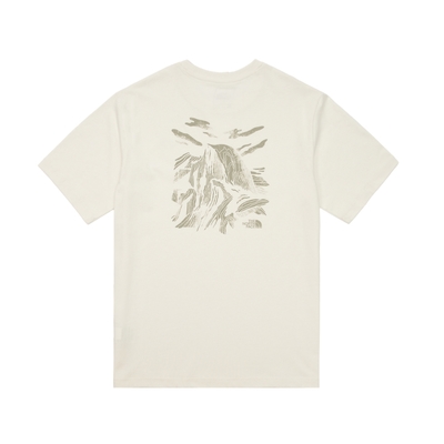 The North Face 官方旗艦 北面男款米白色純棉山峰天空抽象印花短袖T恤｜8AT3QLI