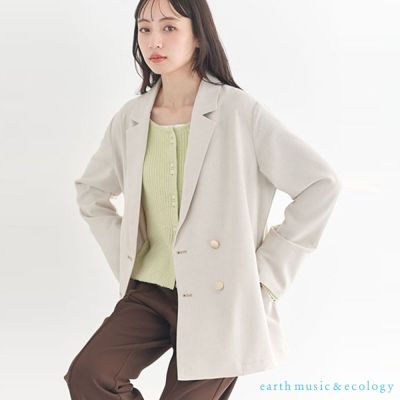 〈earth music〉金色鈕釦中長版西裝夾克外套