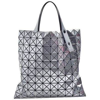 ISSEY MIYAKE 三宅一生BAOBAO亮面幾何方格10X10手提/托特包(銀色)