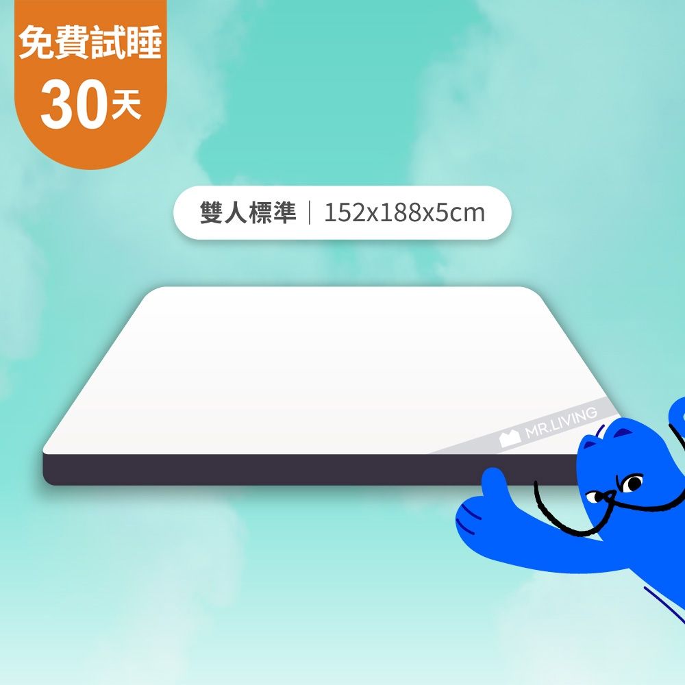 MR. LIVING 居家先生 天絲防蟎減壓記憶薄墊 雙人標準 5X6.2尺 (薄床墊 學生/租屋/宿舍)