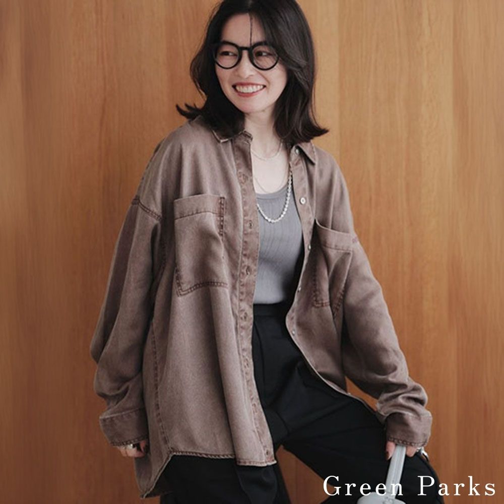 〔Green Parks〕復古水洗率性雙口袋牛仔襯衫