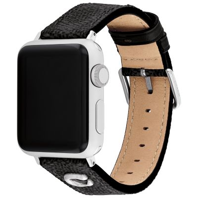 COACH Apple Watch 錶帶 38/40/41mm適用 C字皮錶帶 寵愛媽媽 送禮推薦-黑色(不含手錶)