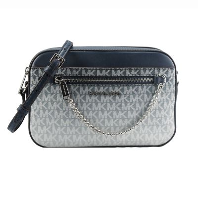 Michael Kors JET SET ITEM新款金屬鍊帶美型斜背包(漸層藍)