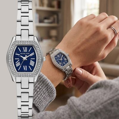 Michael Kors MK Chelsea 晶鑽酒桶型小錶徑女錶 周年慶獻禮 送禮推薦-午夜藍/25mm MK7621