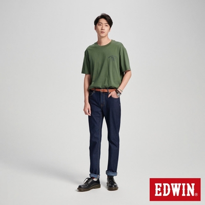 EDWIN 男裝 BLUE TRIP 印地安寬版短袖T恤-橄欖綠