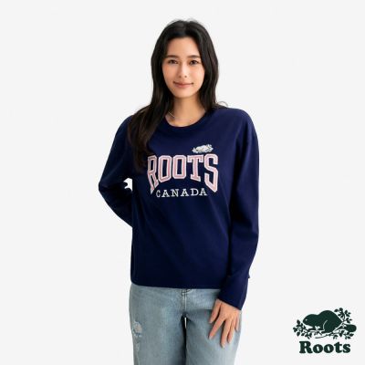 Roots女裝- MODERN CLASSIC 長袖上衣-靛藍