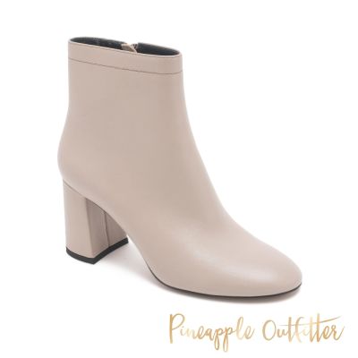 Pineapple Outfitter-BAKIR 本不退流行真皮粗跟短靴-灰色