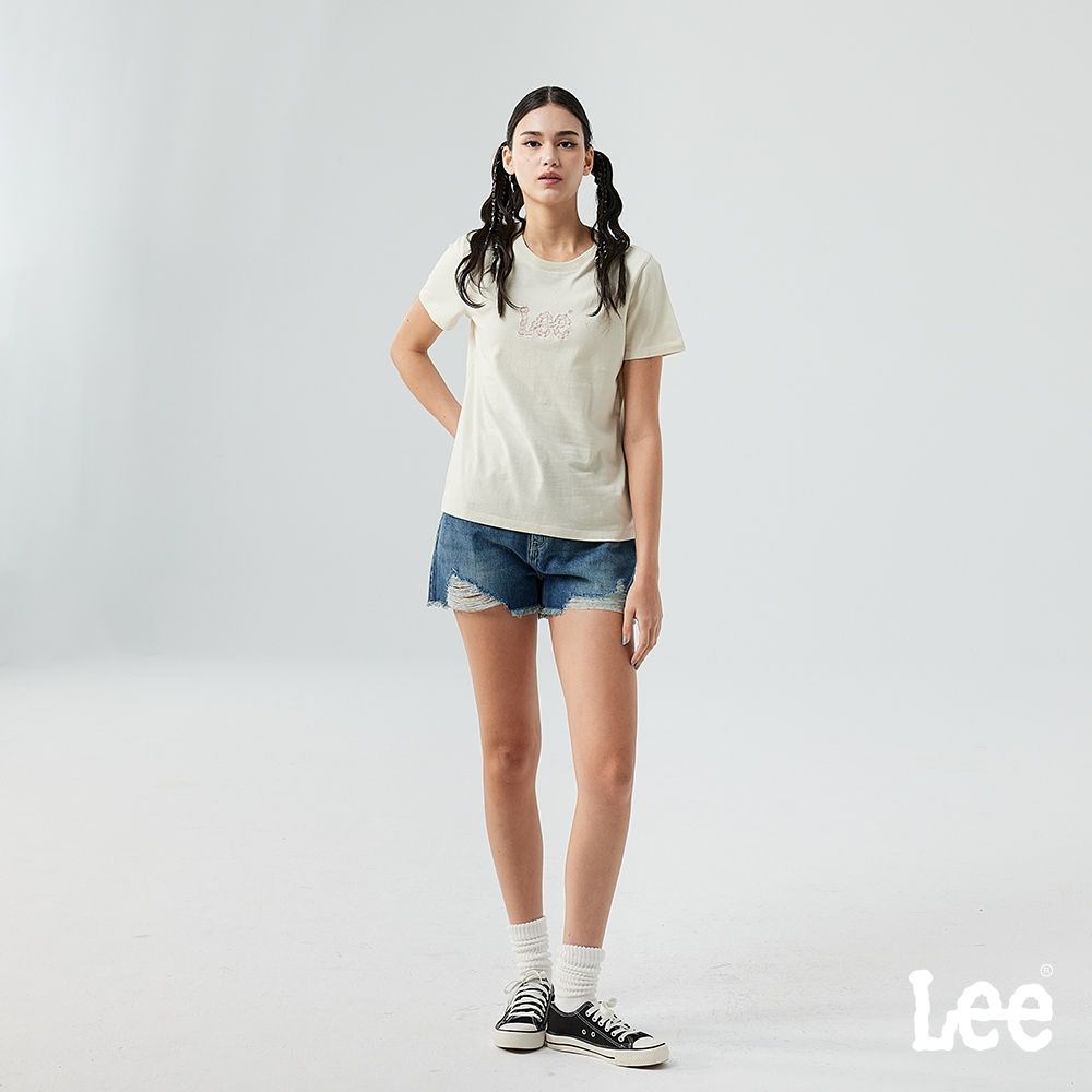 Lee 女款 牛仔短褲  中藍洗水