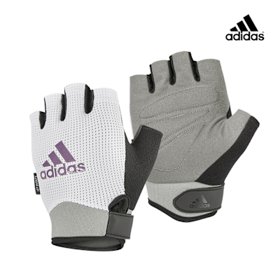 adidas 愛迪達 女用透氣訓練手套-象牙灰