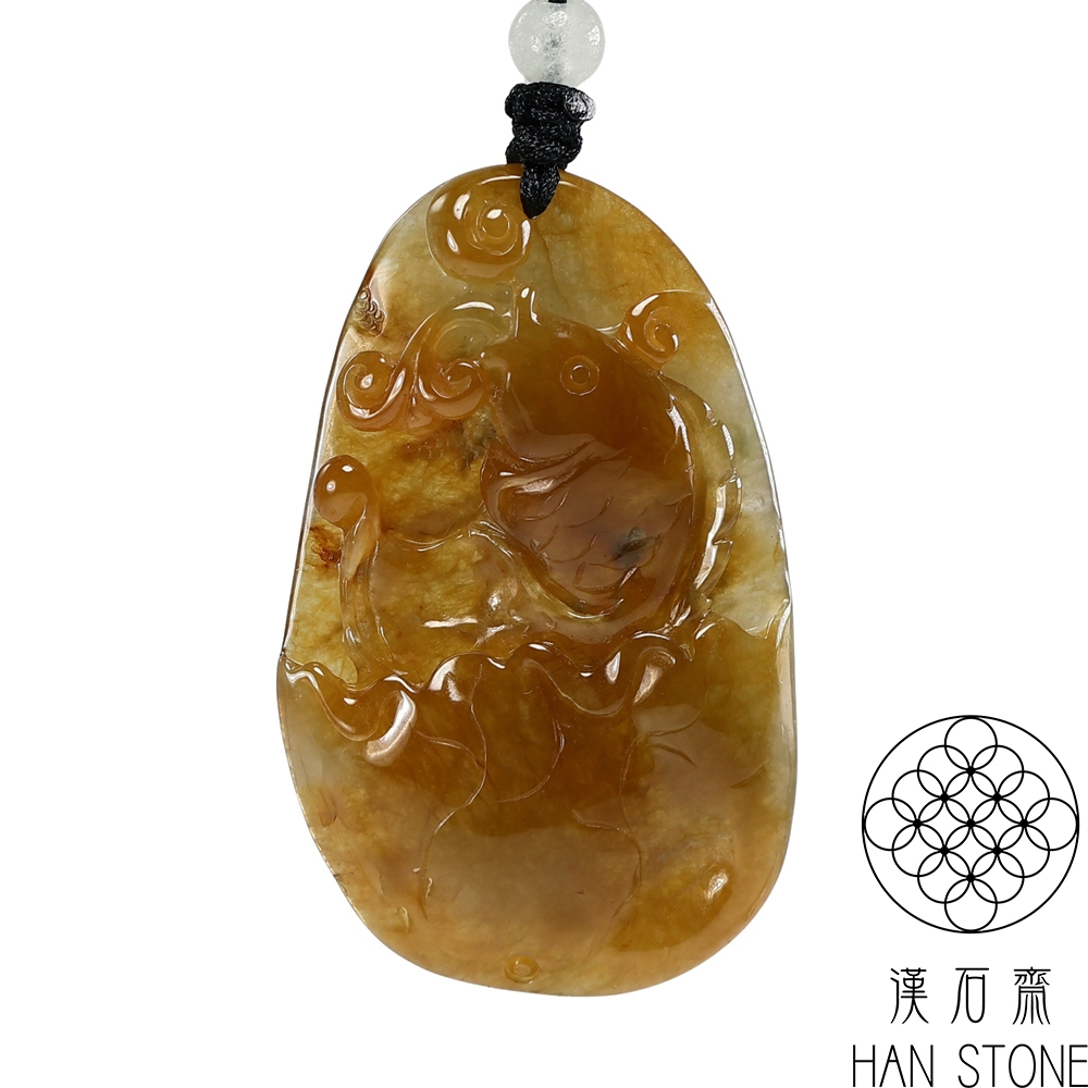 天然寶石的一種 漢石齋】天然翡翠A貨如魚得水玉佩吊墜冰種紅黃翡(28*46*6mm) | 漢石齋