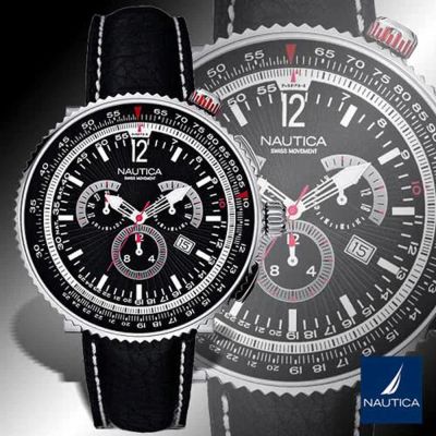 NAUTICA 豪邁武士計時腕錶-黑-NWA37501G-50mm