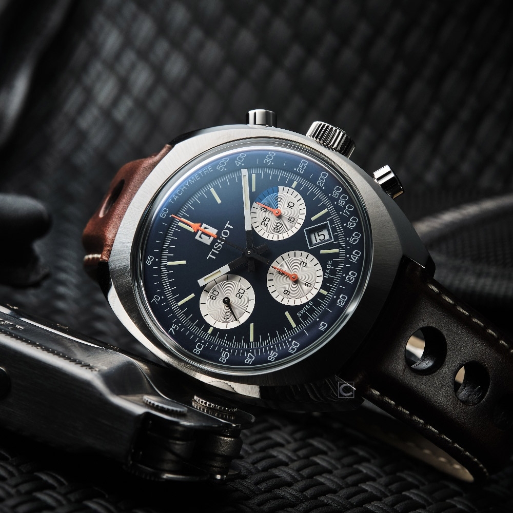 TISSOT 天梭官方授權Heritage 1973系列復刻計時機械錶(T1244271604100