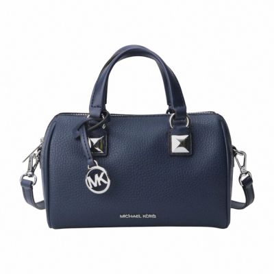MICHAEL KORS  鵝卵石紋皮革兩用波士頓包(海軍藍)mini款