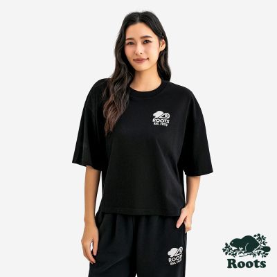 Roots女裝- ROOTS NOVA PARK SHORTENED 短袖上衣-黑色