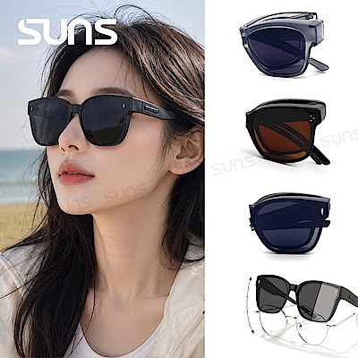 【SUNS】外掛式折疊墨鏡 時尚大框ins偏光套鏡 多款任選 抗藍光+抗UV400 防眩光/遮陽/眼鏡族首選