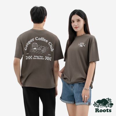 Roots中性-GF ROOTS PICNIC 短袖上衣-灰橄欖