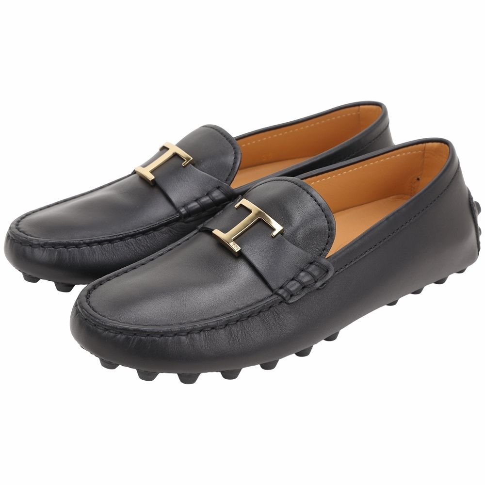 TODS Gommino T字金屬 小牛皮豆豆樂福鞋 開車鞋-多款可選 (B999加大豆豆-黑色)