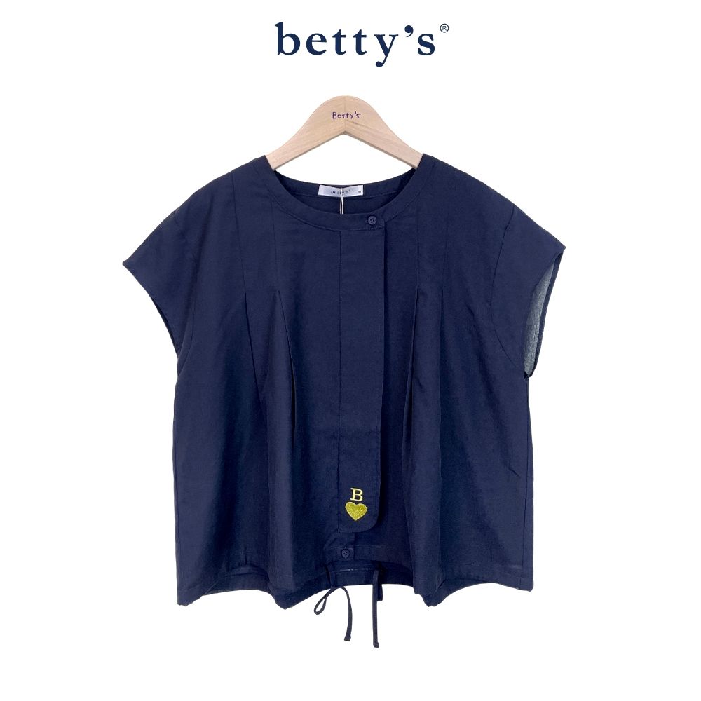 betty’s貝蒂思　簡約圓領開襟娃娃裝上衣(共二色) (深藍)