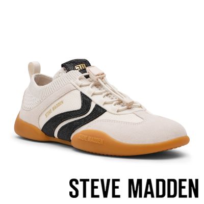 STEVE MADDEN-閃鑽異材質拼接休閒運動鞋 BISCOTTI-R-米色