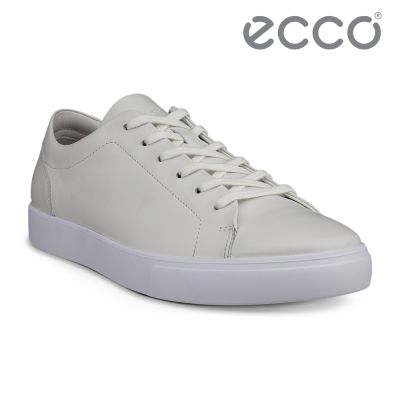 ECCO SOFT 10 M 柔酷簡約經典絨面皮革休閒鞋 男鞋 白色