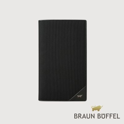 【BRAUN BUFFEL 德國小金牛】台灣總代理 瑞沃 6卡護照長夾-黑色/BF593-612-BK