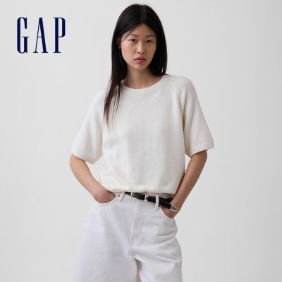【GAP】CashSoft插肩袖針織T恤-冰霜象牙白/玉米黃(881638)