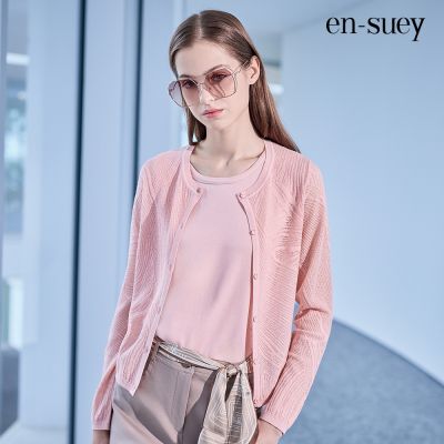 【en-suey 銀穗】EU鏤空波紋組織線衫外套