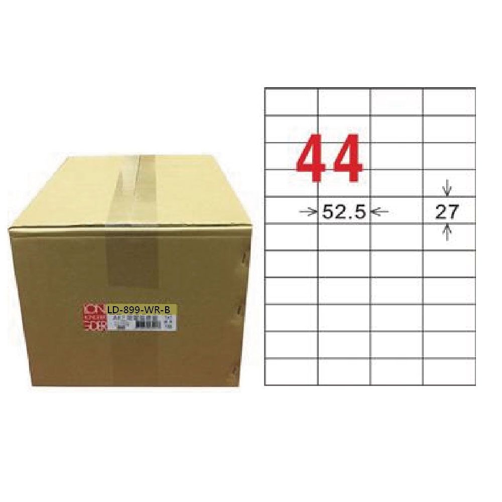 【龍德】LONGDER 三用電腦標籤 A4 44格 27*52.5mm可再貼1000張/箱 LD-899-WR-B(適用雷射、噴墨、影印)