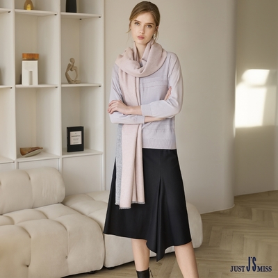 【Just J’S Miss】羊毛混紡素材 微中高腰不對稱設計中長裙 J23W1214