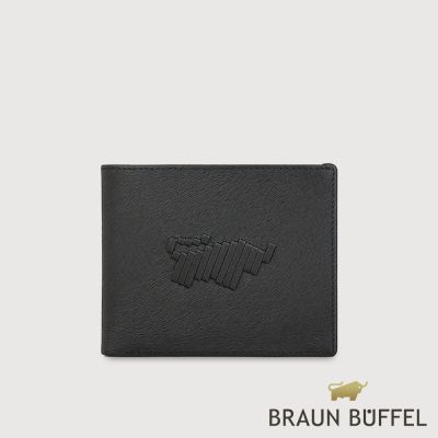 【BRAUN BUFFEL 德國小金牛】台灣總代理 韋本-CNY 12卡中間翻透明窗短夾-黑色/BF589-317-BK