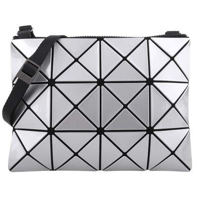 ISSEY MIYAKE  BAOBAO 燦夏透光幾何方格3X4斜背包(銀)亮面