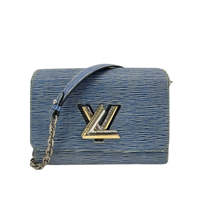 LOUIS VUITTON路易威登 二手品 Louis Vuitton EPI牛皮雙色Twist MM 二用包(M50271-藍)