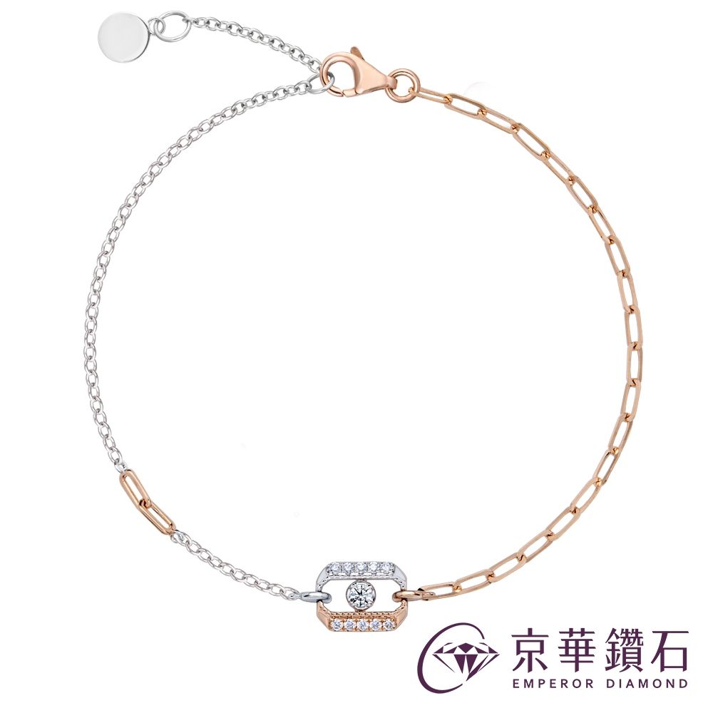 京華鑽石鑽石手鍊18K白玫瑰金天然鑽石共0.06克拉Love Link系列| 更多品牌| Yahoo購物中心