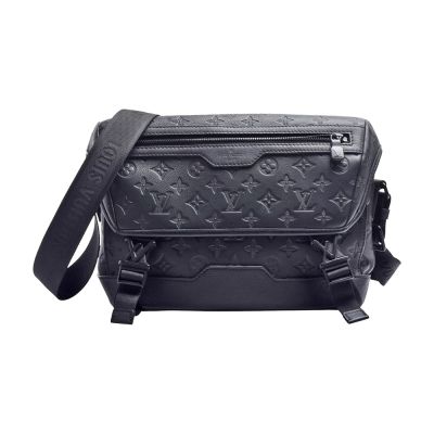 LOUIS VUITTON路易威登 LV M25121經典Messenger Voyager PM 系列壓花牛皮肩背/斜背包(黑色)