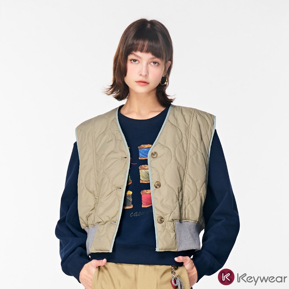 KeyWear奇威名品    菱格紋百搭造型背心(共3色)-綠色