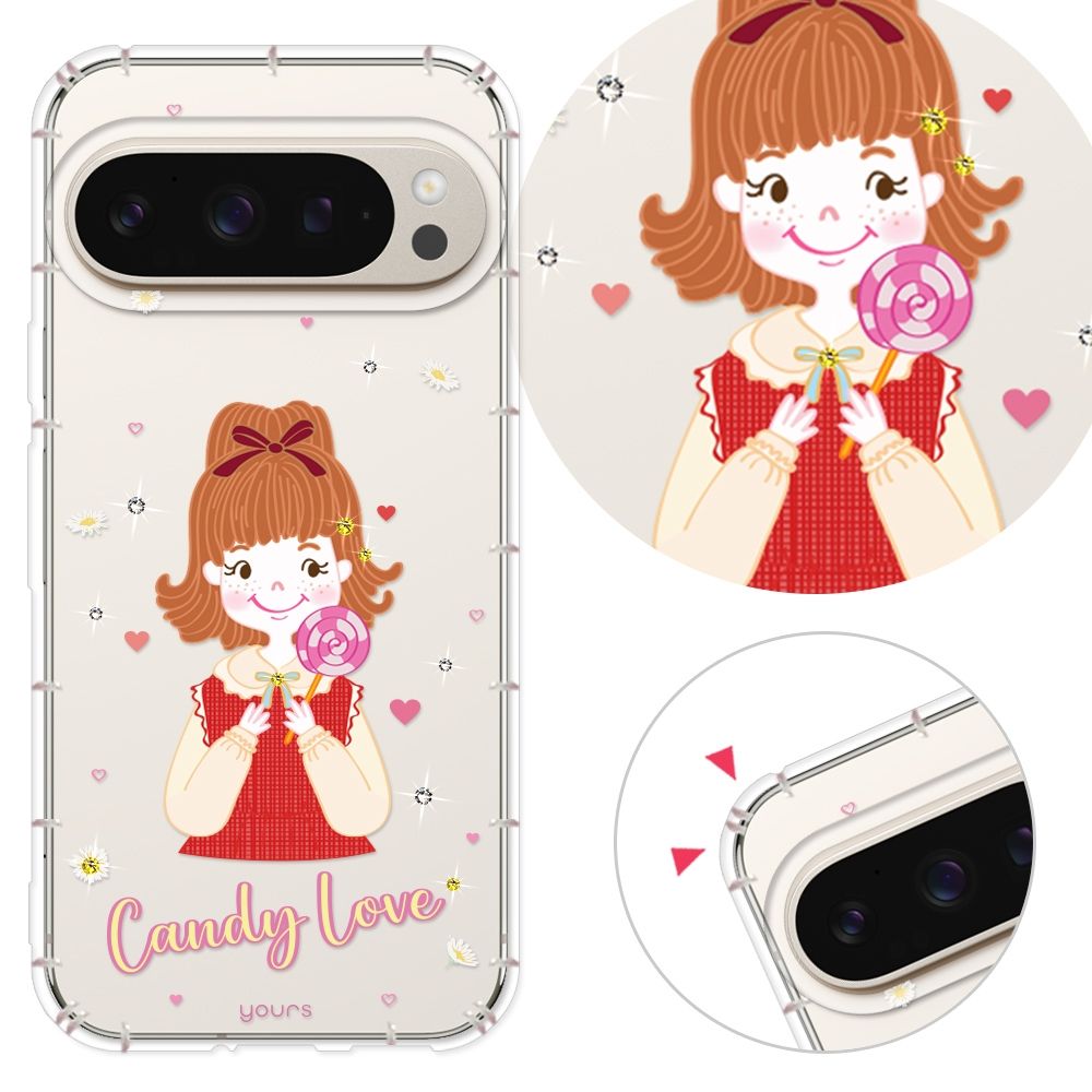 YOURS Google 全系列 彩鑽防摔手機殼-甜心 Pixel10ProXL/9ProXL/9a/8a/8Pro/7a/7Pro/6a