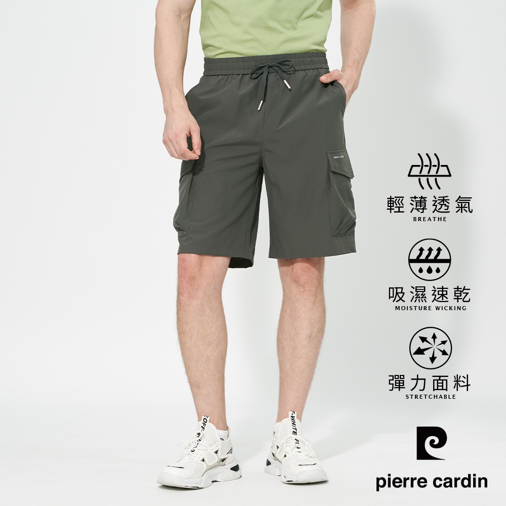 pierre cardin 皮爾卡登 網路獨家 男款 工裝多口袋速乾/冰絲涼感休閒短褲(多款任選) (速乾多口袋-深灰色)