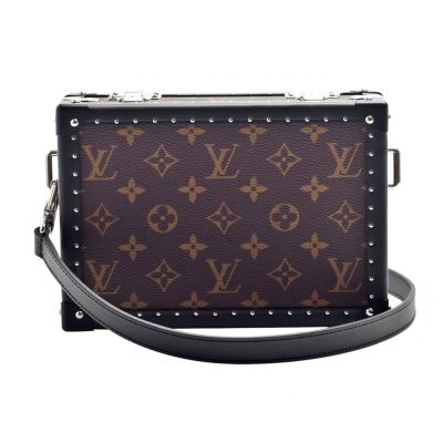 LOUIS VUITTON路易威登 LV M20252 經典Clutch Box系列Monogram帆布鉚釘銀釦硬箱斜背包