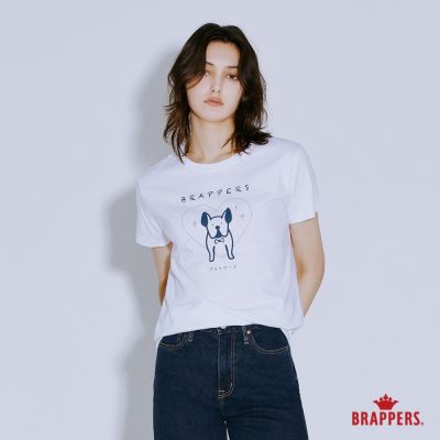 BRAPPERS 女款 愛的法鬥印花圓領T-白
