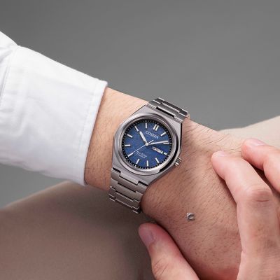 CITIZEN 星辰錶 Zenshin 超級鈦 光動能腕錶 男錶 手錶-AW0130-85L/藍39.5mm