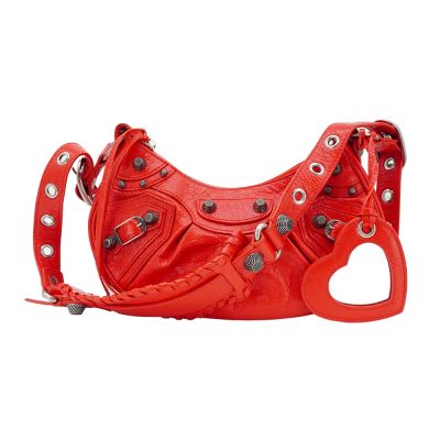 BALENCIAGA巴黎世家 Balenciaga 巴黎世家 Le Cagole XS 鞣製小羊皮彎月側背包(671309-紅)